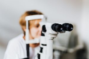 Patient having a regular eye examination