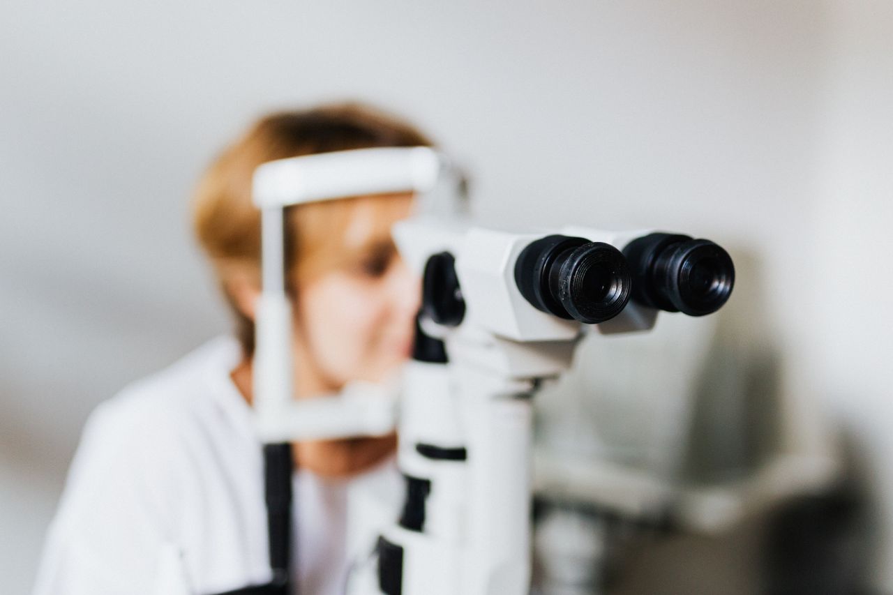 Patient having a regular eye examination